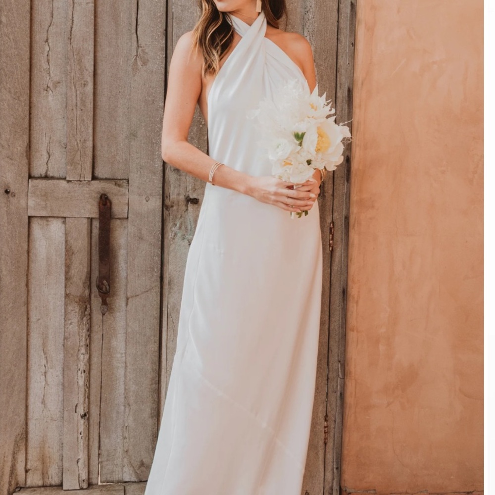 Show Me Your MuMu White Halter Wedding Dress